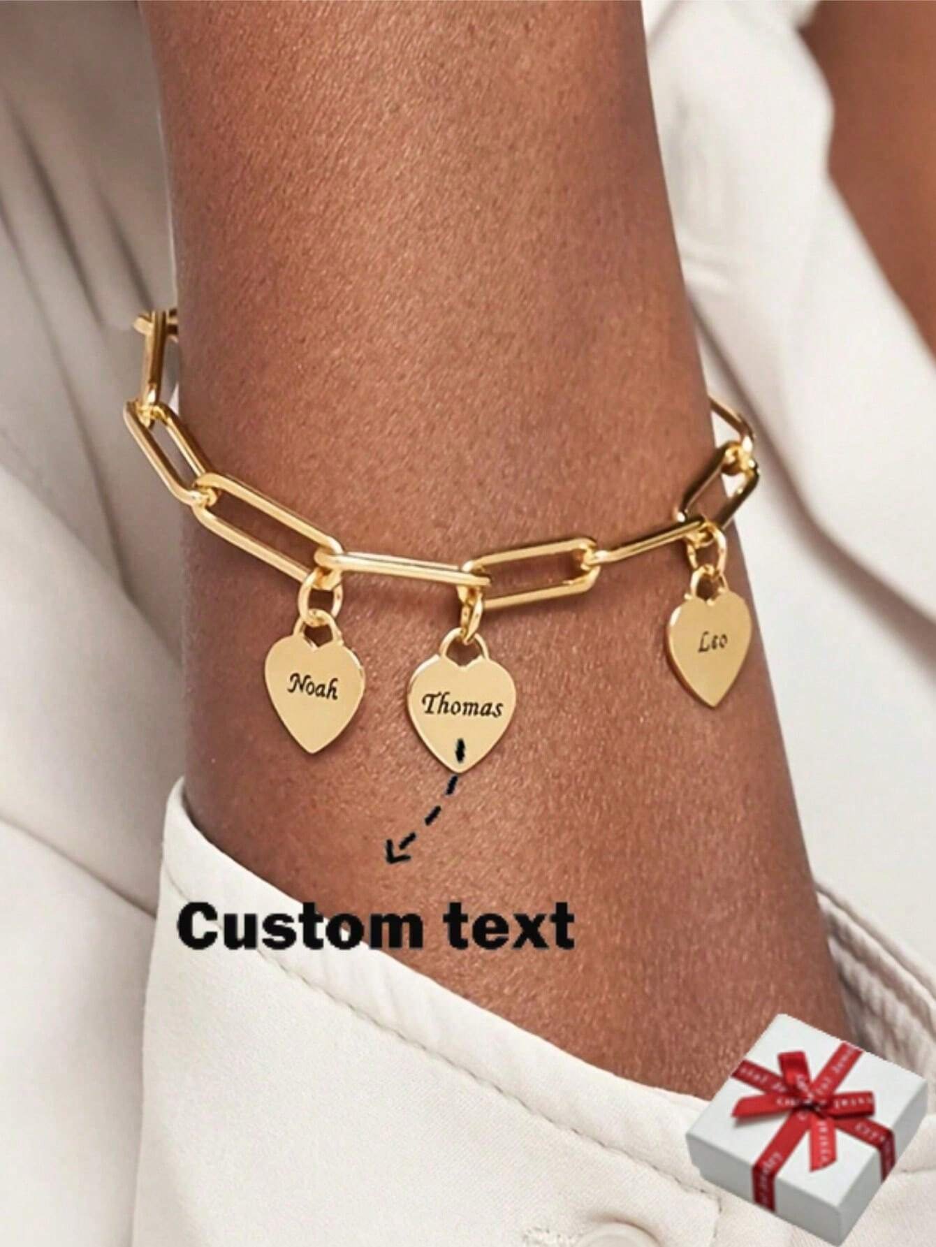 Laser engraved Charm bracelet